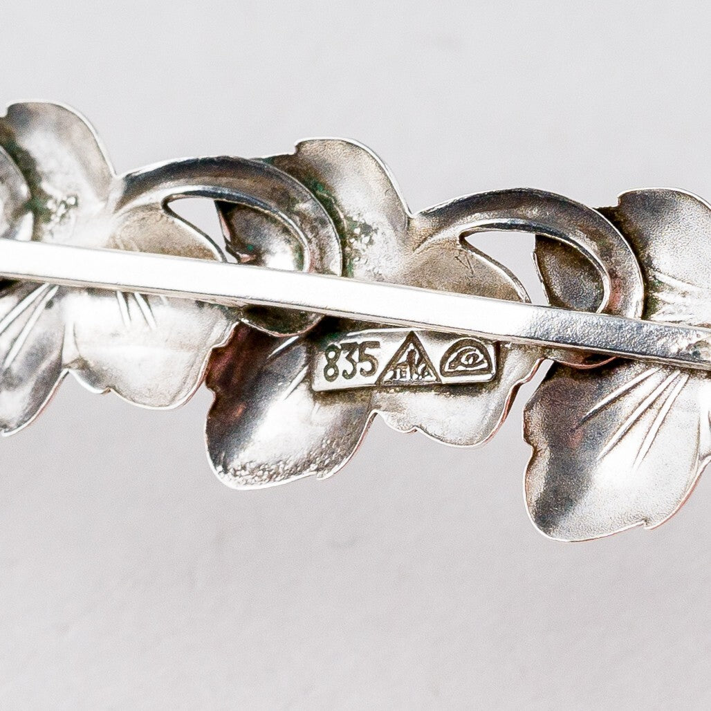 Silber Brosche 835 Floral 4,9 cm 2,97 g5