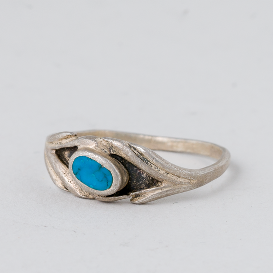 Ring Türkiser Stein 835er Silber 1,52 g Größe 52 (16,5 mm Ø)0