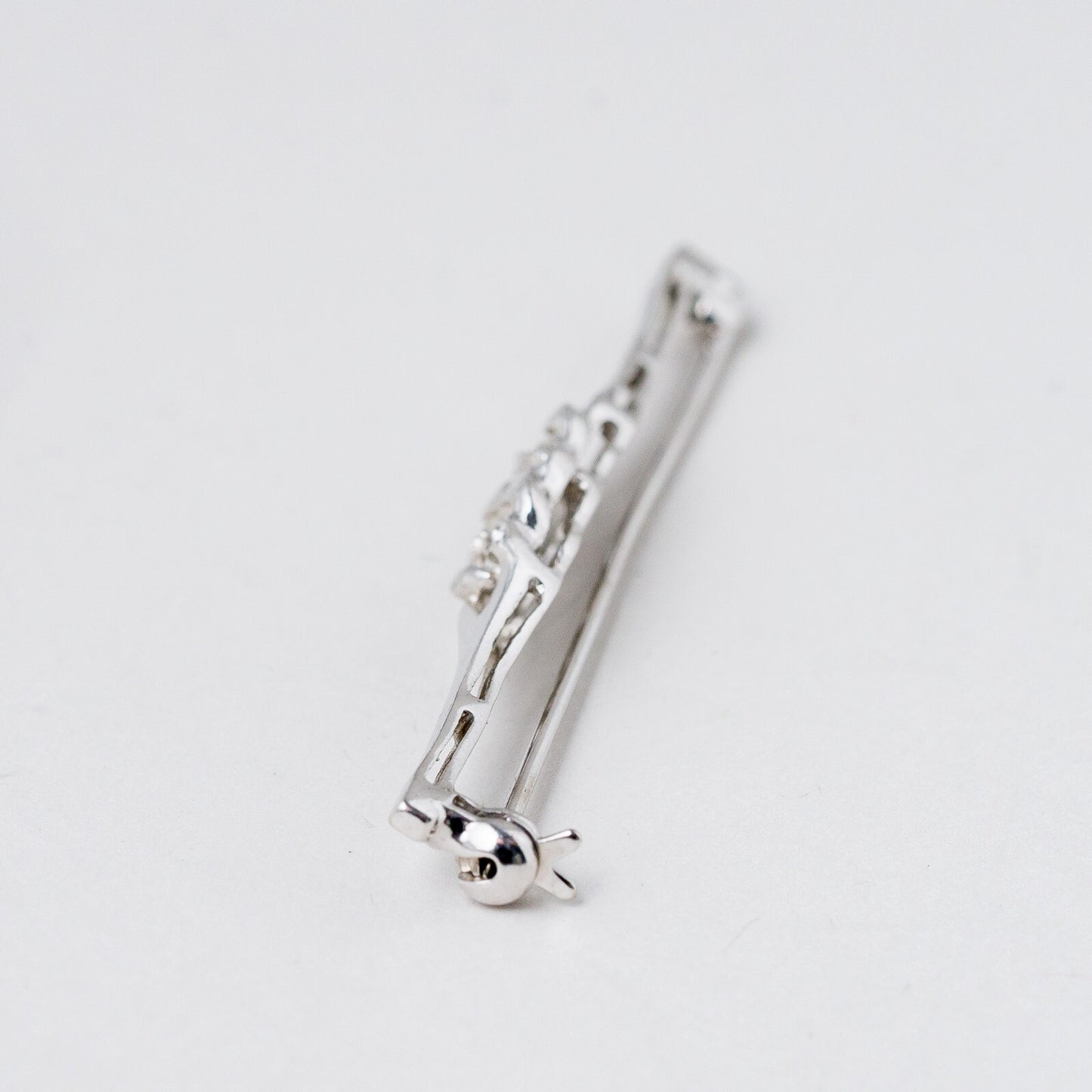 Brosche 835 Silber Weiße Steine 5,2 cm 2,56 g2