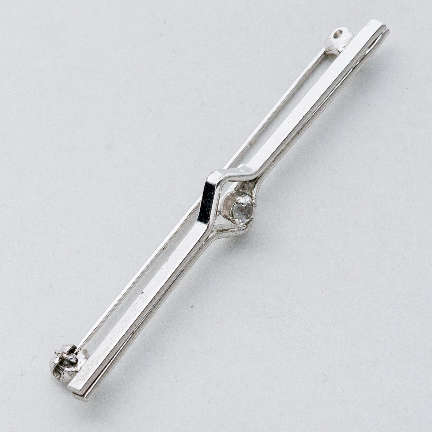 Silber Brosche Spange 835 Weißer Stein 5,21 g6