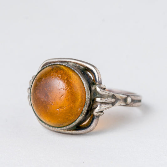 Silber Ring 835 Bernstein Größe 53 (16,8 mm Ø) 4,12 g0