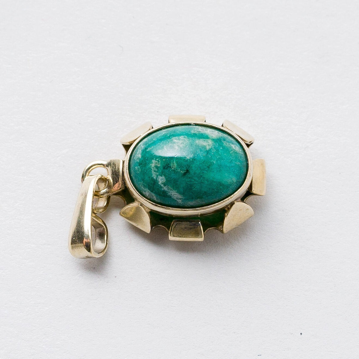 Anhänger 835 Silber Kettenanhänger Grüner Stein 2,9 cm 3,45 g2