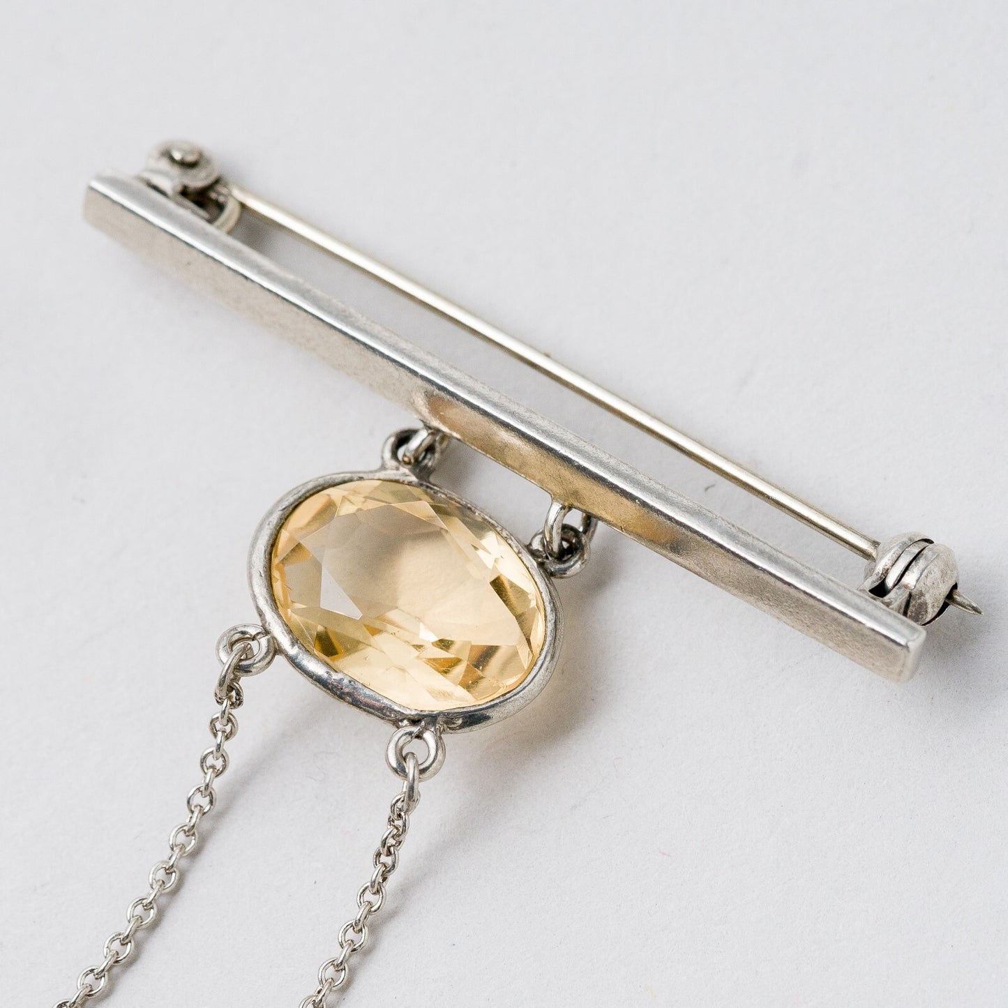 Brosche 925 Silber Gelbe Steine 5 cm 4,04 g2