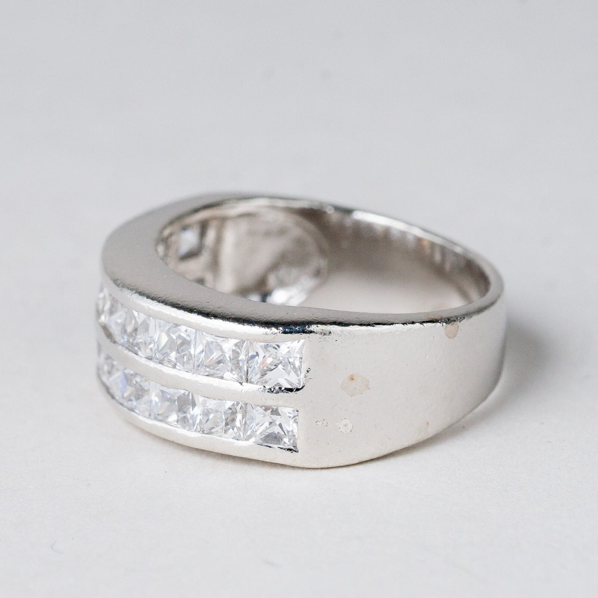Silber Ring 925 Weiße Steine Größe 57 (18,1 mm Ø) 6,8 g6