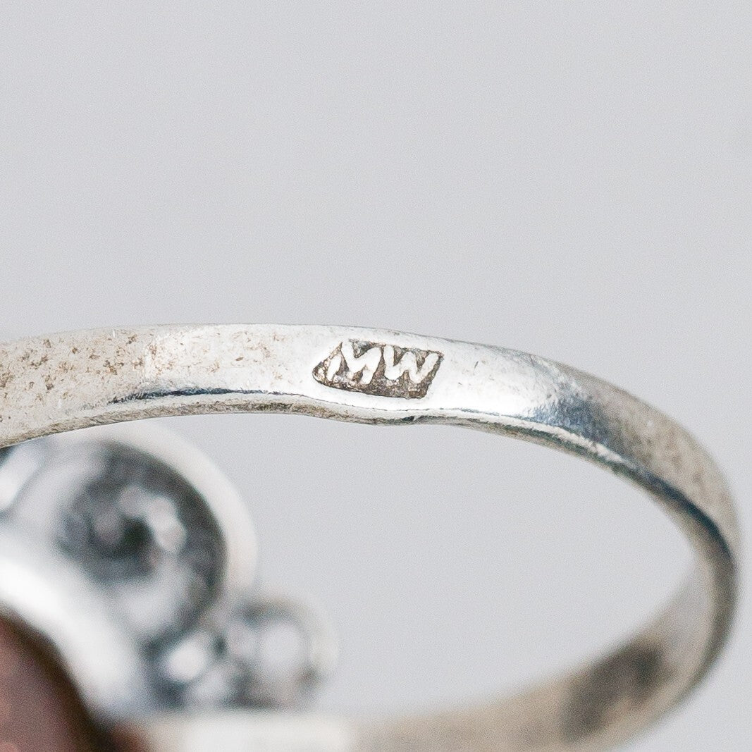 Silber Ring 925 Brauner Stein Glitzer Größe 54 (17,2 mm Ø) 2,74 g7