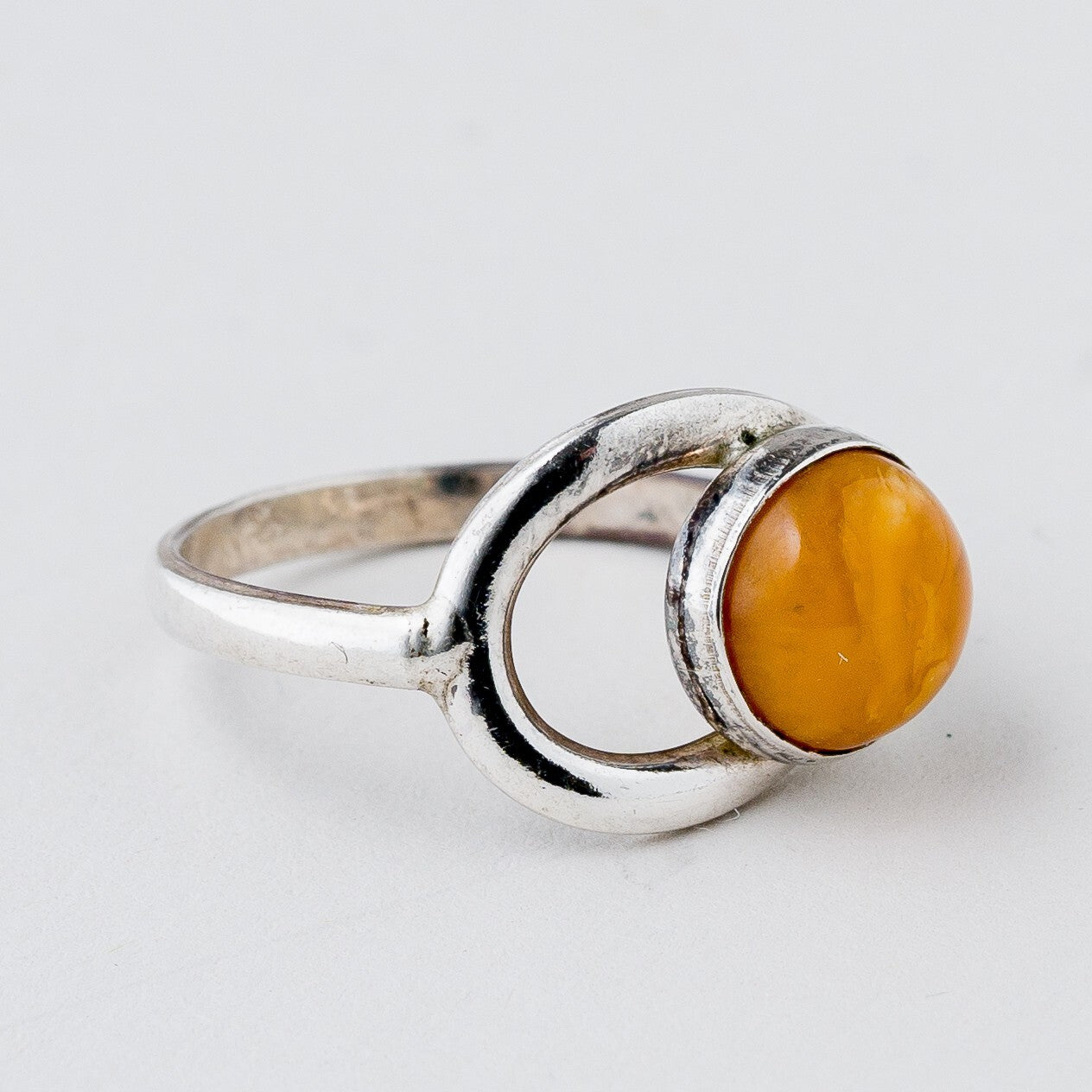 Silber Ring 925 Bernstein Größe 52 (16,5 mm Ø) 2,13 g1