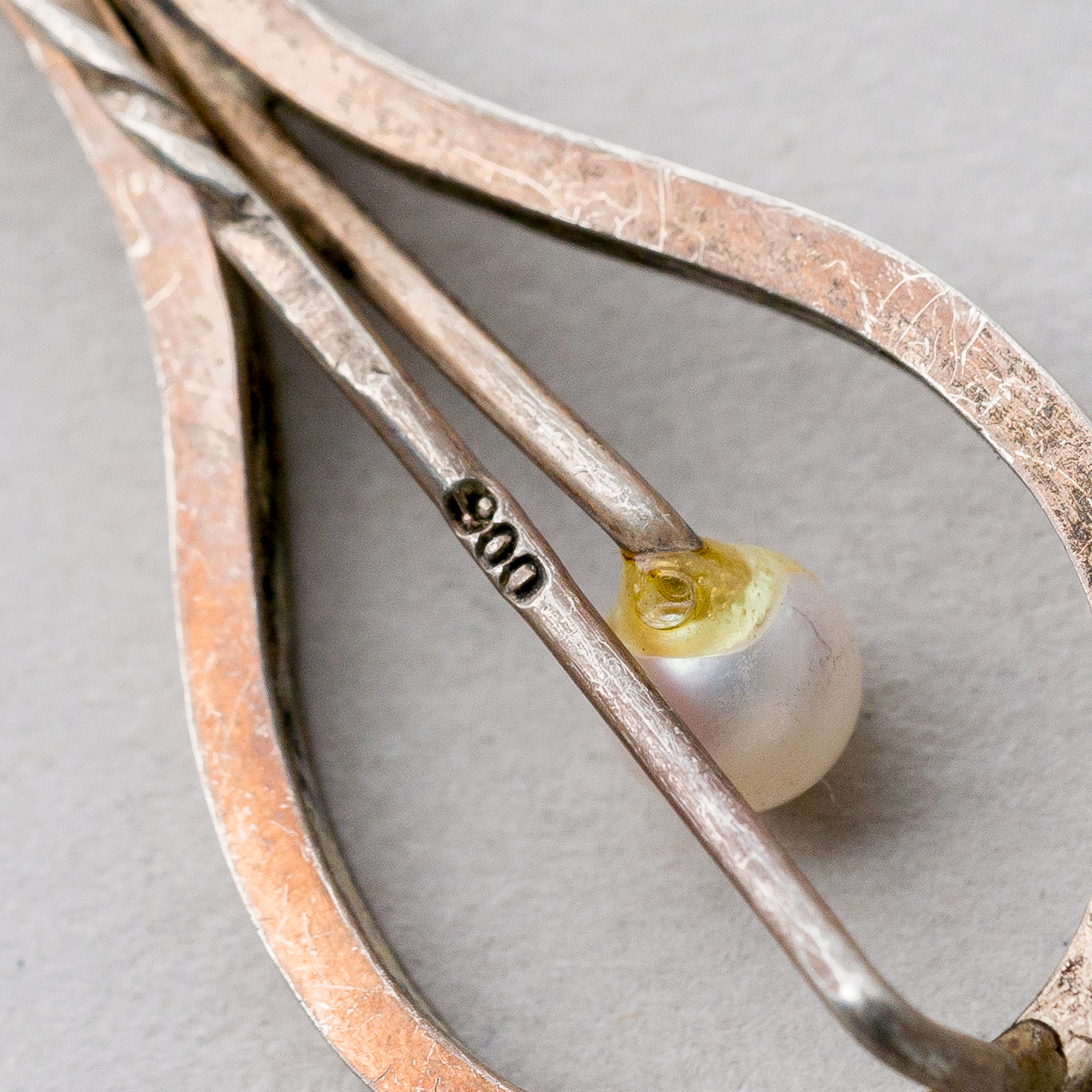 Anstecknadel Perle 800er Silber 4,59 g 5 cm2