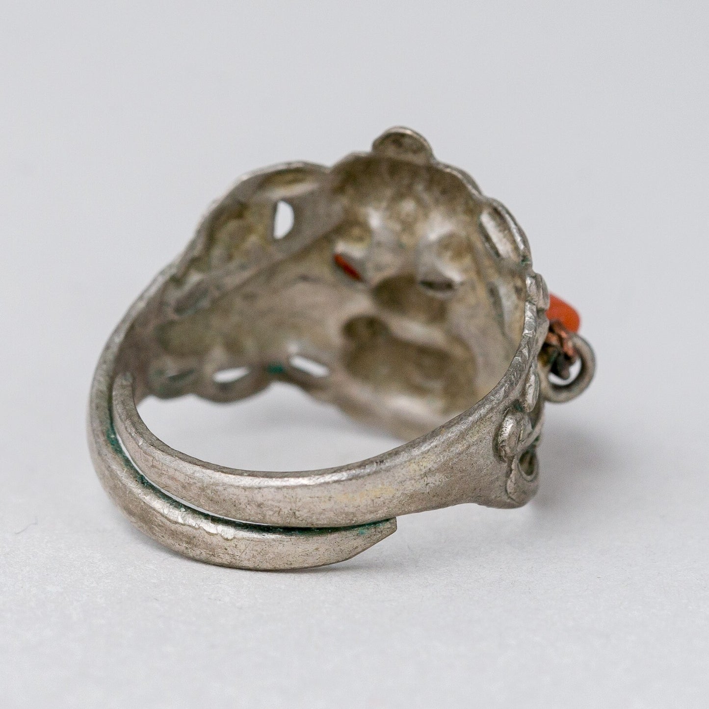 Silber Ring Roter Stein Größe flexibel ca. 55 3,75 g3