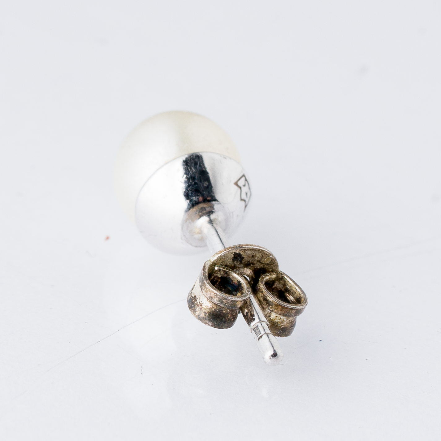 Einzelner Ohrring Ohrstecker Perle Silber 0,76 g5