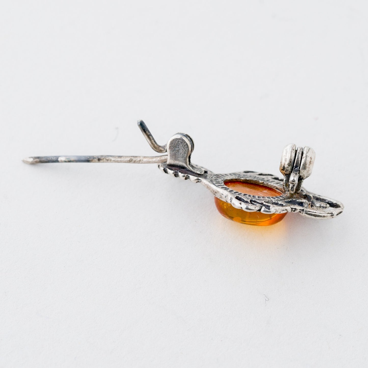 Silber Brosche 925 Skorpion Bernstein 1,84 g5