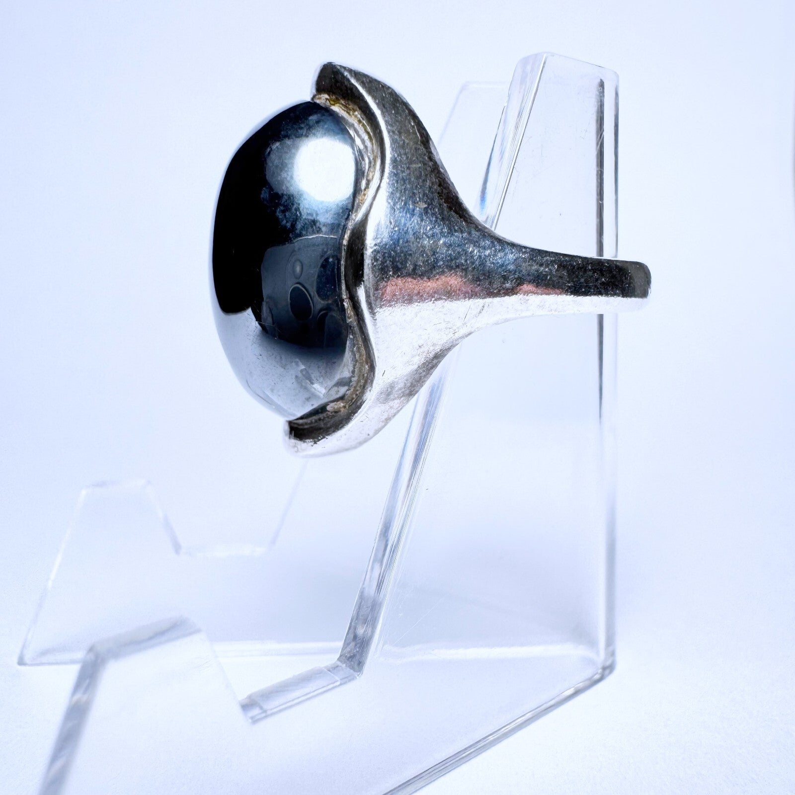 Ring 835er Silber Größe 53 mit grauem Cabochon 7,88g1