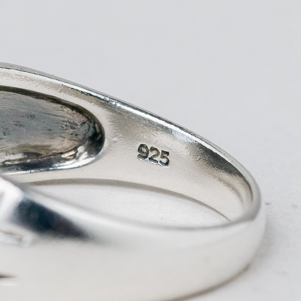 Silber Ring 925 Blauer Stein Größe 59 (18,8 mm Ø) 4,93 g6
