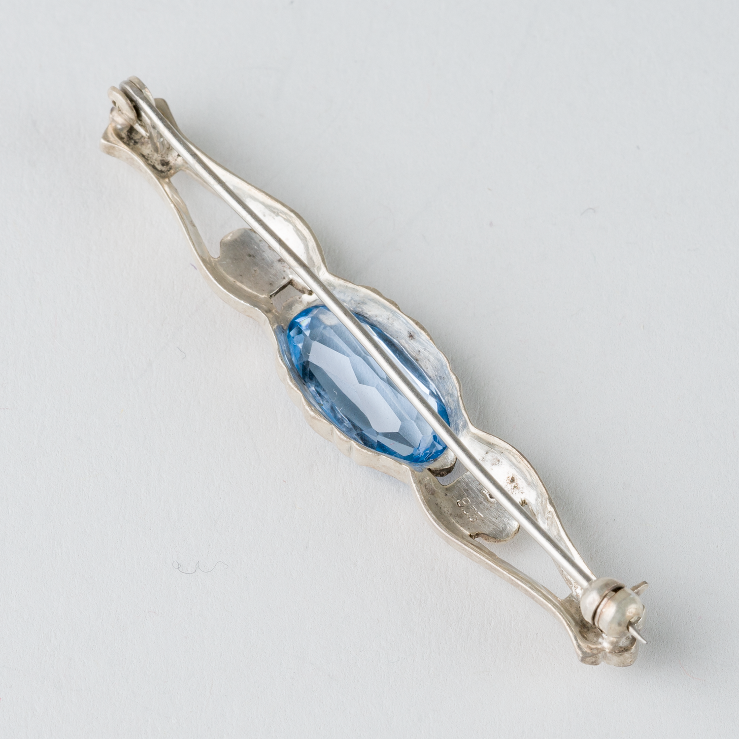 Brosche mit blauem Stein 835er Silber 5g2
