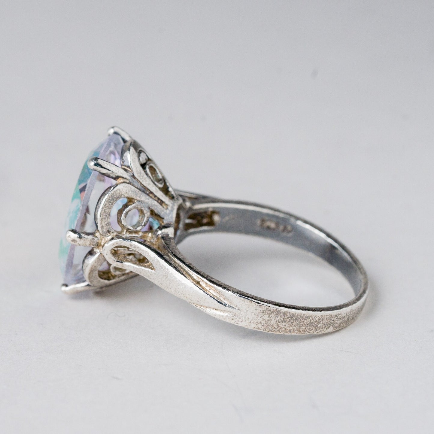 Silber Ring 925 Bunter Stein Größe 60 (19,1 mm Ø) 7,13 g2