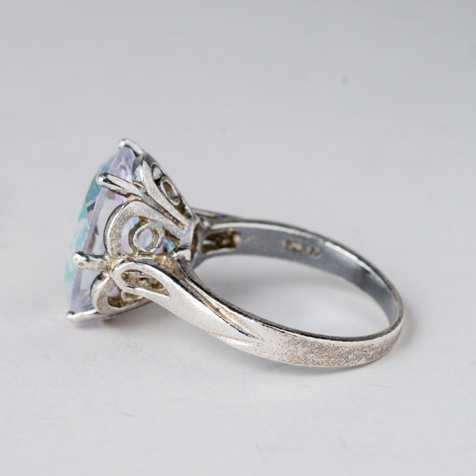 Silber Ring 925 Bunter Stein Größe 60 (19,1 mm Ø) 7,13 g2