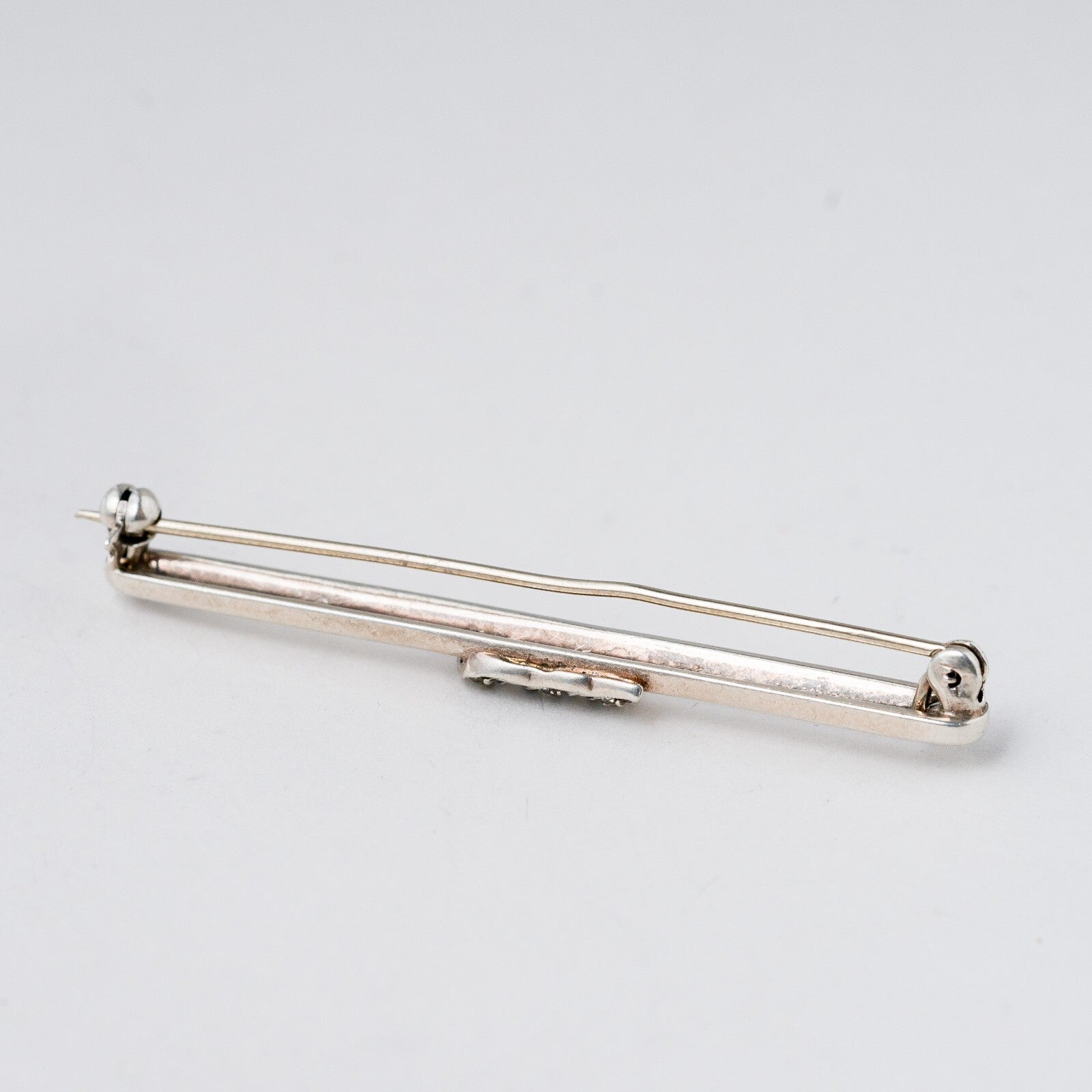 Brosche 835 Silber Weiße Steine 5,6 cm 4,22 g4