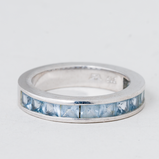 Ring Steinbesatz Blau 925er Silber 4,14 g Größe 51 (16,2 mm Ø)0