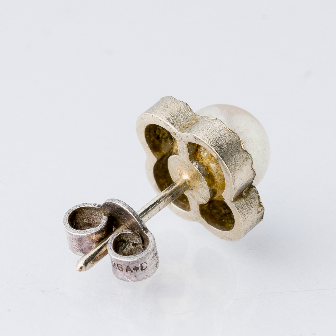 Einzelner Ohrring Ohrstecker Perle Silber 1,17 g2