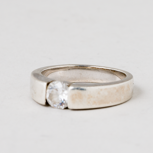 Ring Weißer Stein 925er Silber 6,36 g Größe 56 (17,8 mm Ø)0