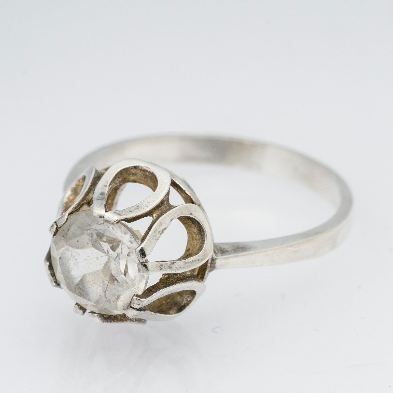 Silberring Weißer Stein 835er Silber 3,35 g Größe 62 (19,7 mm Ø)0