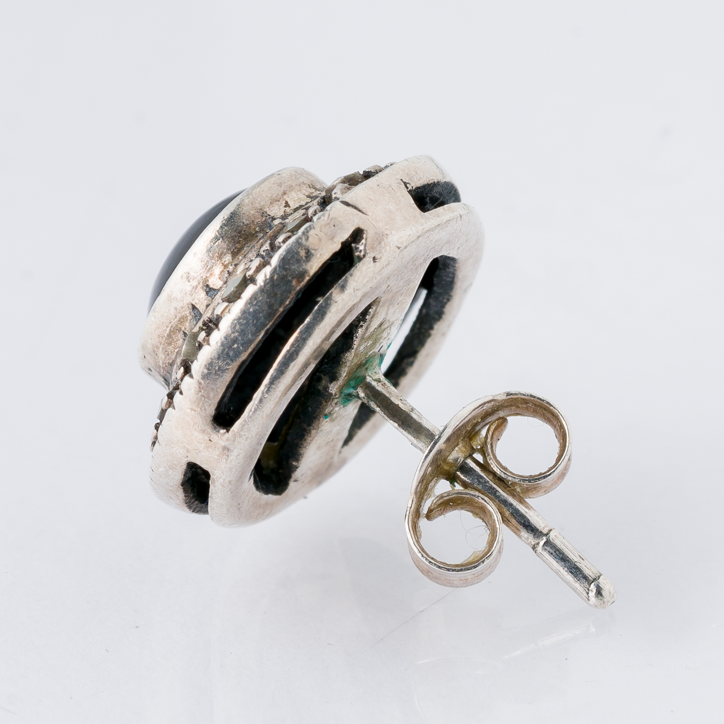 Einzelner Ohrring Ohrstecker Schwarzer Stein 925er Silber 2,23 g1