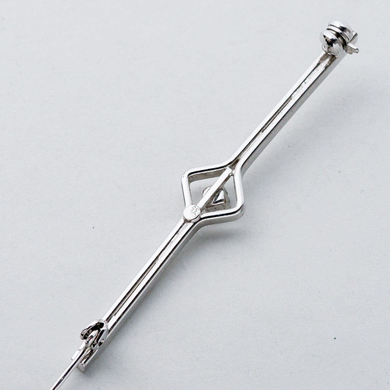 Silber Brosche Spange 835 Weißer Stein 5,21 g7