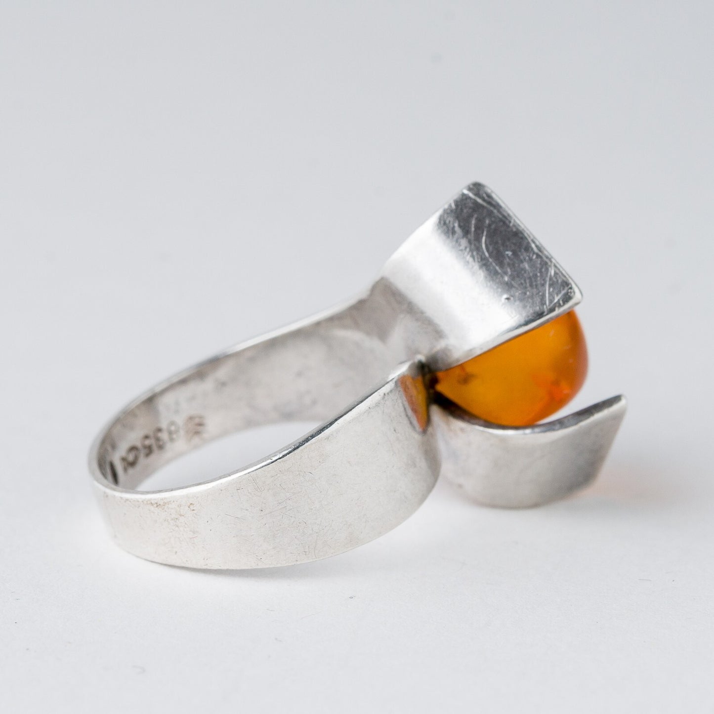 Silber Ring 835 Bernstein Größe 55 (17,5 mm Ø) 5,67 g2