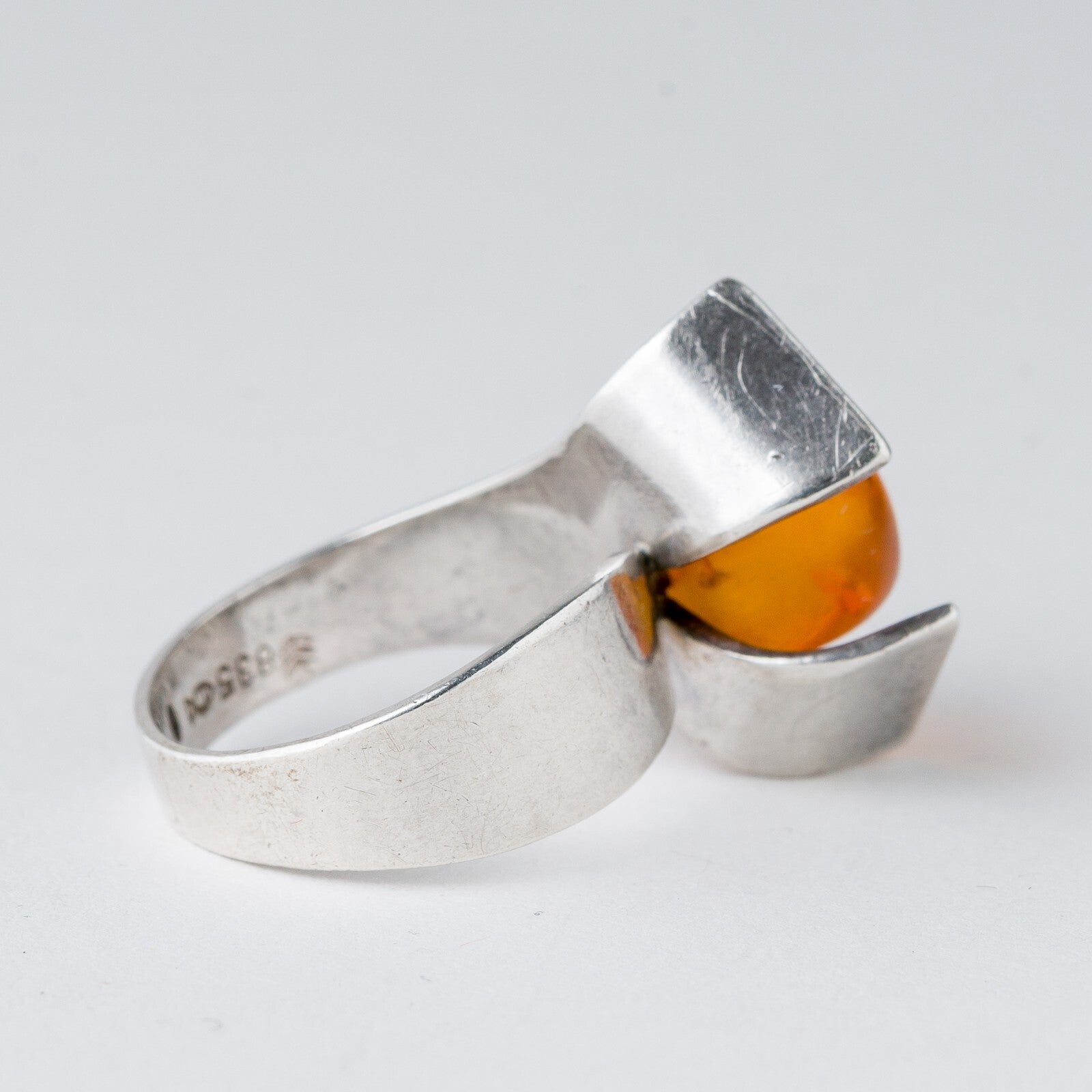 Silber Ring 835 Bernstein Größe 55 (17,5 mm Ø) 5,67 g2