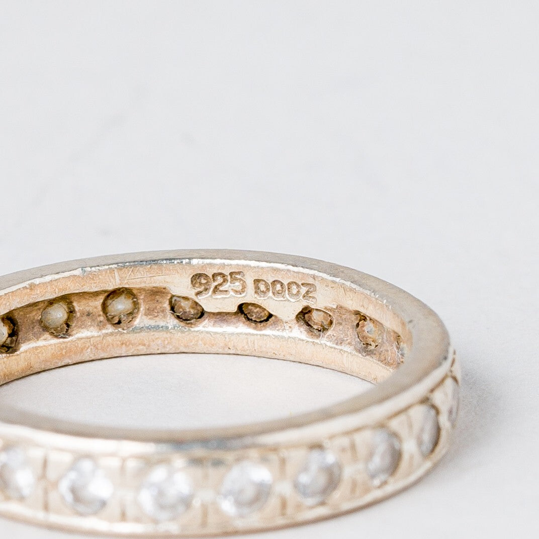 Silber Ring 925 Weiße Steine Größe 50 (15,9 mm Ø) 2,43 g5