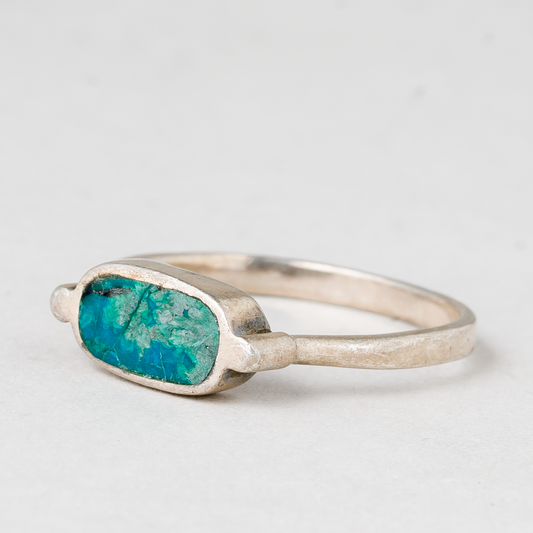 Ring Grüner Stein 925er Silber 2,03 g Größe 55 (17,5 mm Ø)0