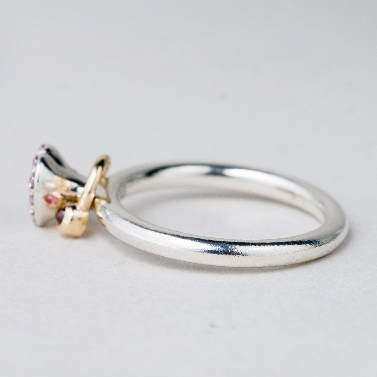 Silber Ring 925 Rosa Steine Herz und Ring Größe 56 (17,8 mm Ø) 4,12 g4