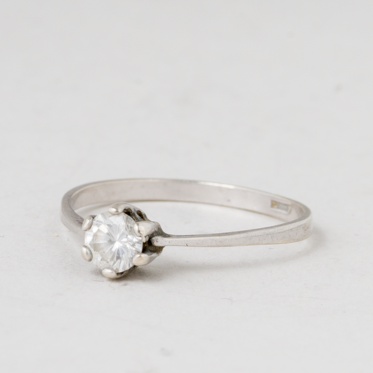 Ring Weißer Stein 925er Silber 1,77 g Größe 64 (20,3 mm Ø)0