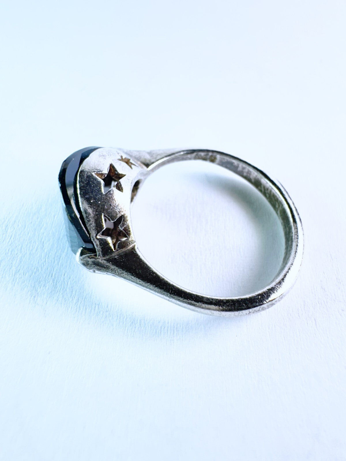 Ring 925er Silber Größe 57 facettierter schwarzer Stein 5,47g2
