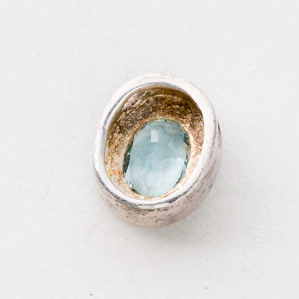 CNC: Anhänger Blauer Stein Silber 2,6 g 1,2 cm1