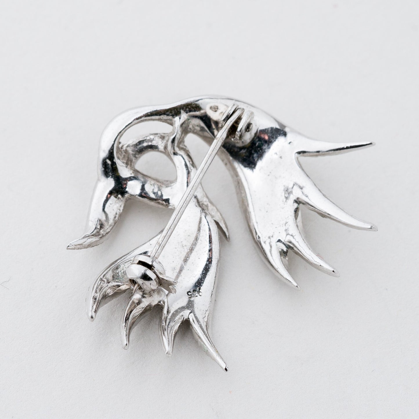 Silber Brosche 925 Weiße Steine 9 g5