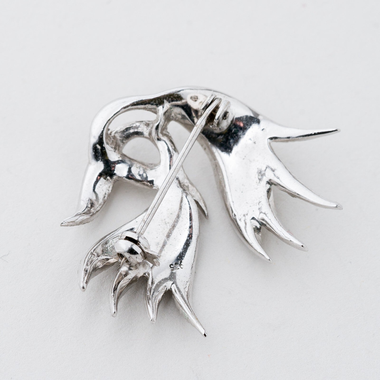 Silber Brosche 925 Weiße Steine 9 g5