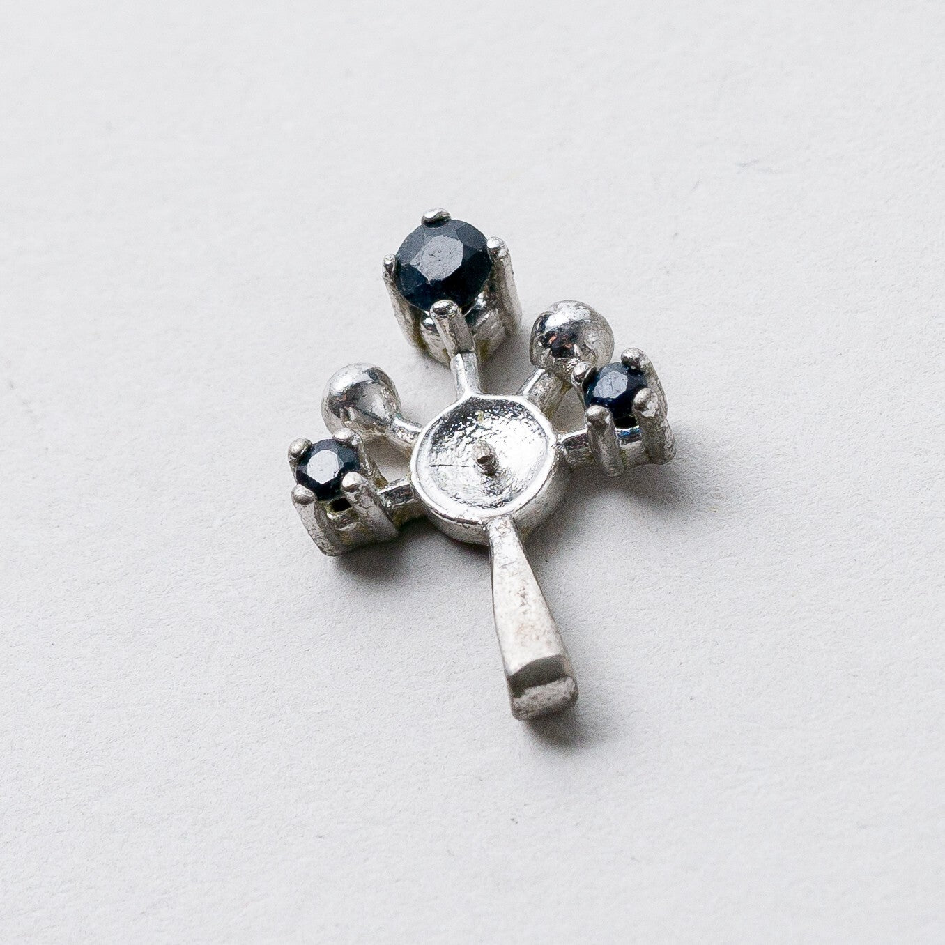 Silber Anhänger Kettenanhänger 925 Blaue Steine Ohne Perle 1,7 cm 1,19 g1