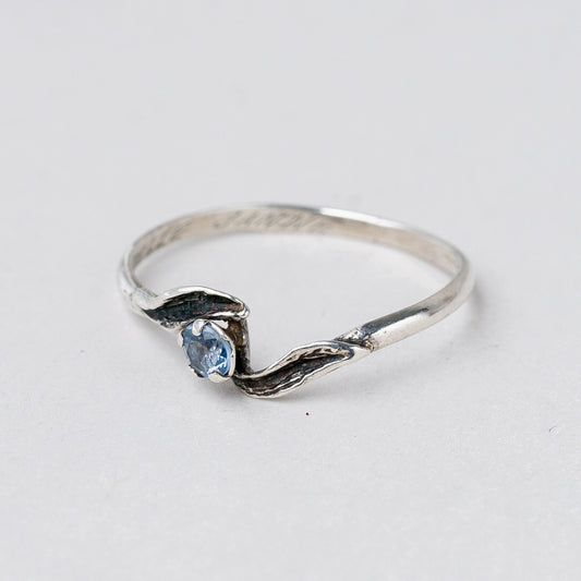 Ring Silber Blauer Stein Gravur innen Größe 50 (15,9 mm Ø) 0,63 g0