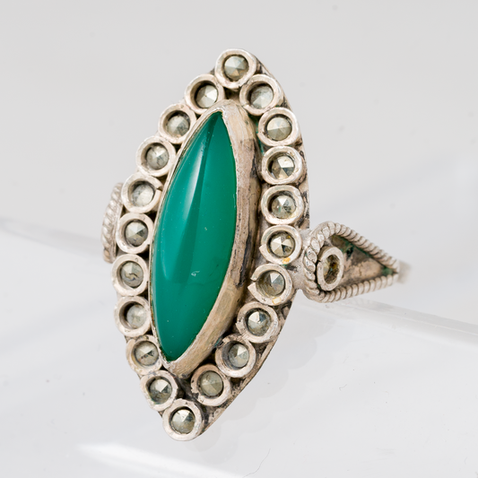 Ring Grüner Stein 925er Silber 6,18 g Größe 54 (17,2 mm Ø)0