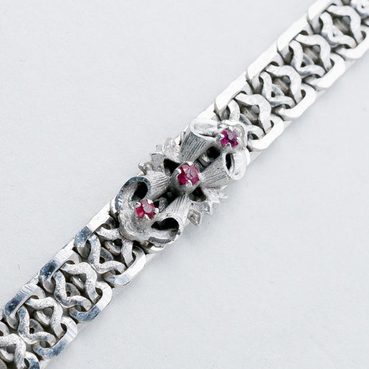 Silber Armband 18,5 cm 800 Rote Steine 14,93 g0
