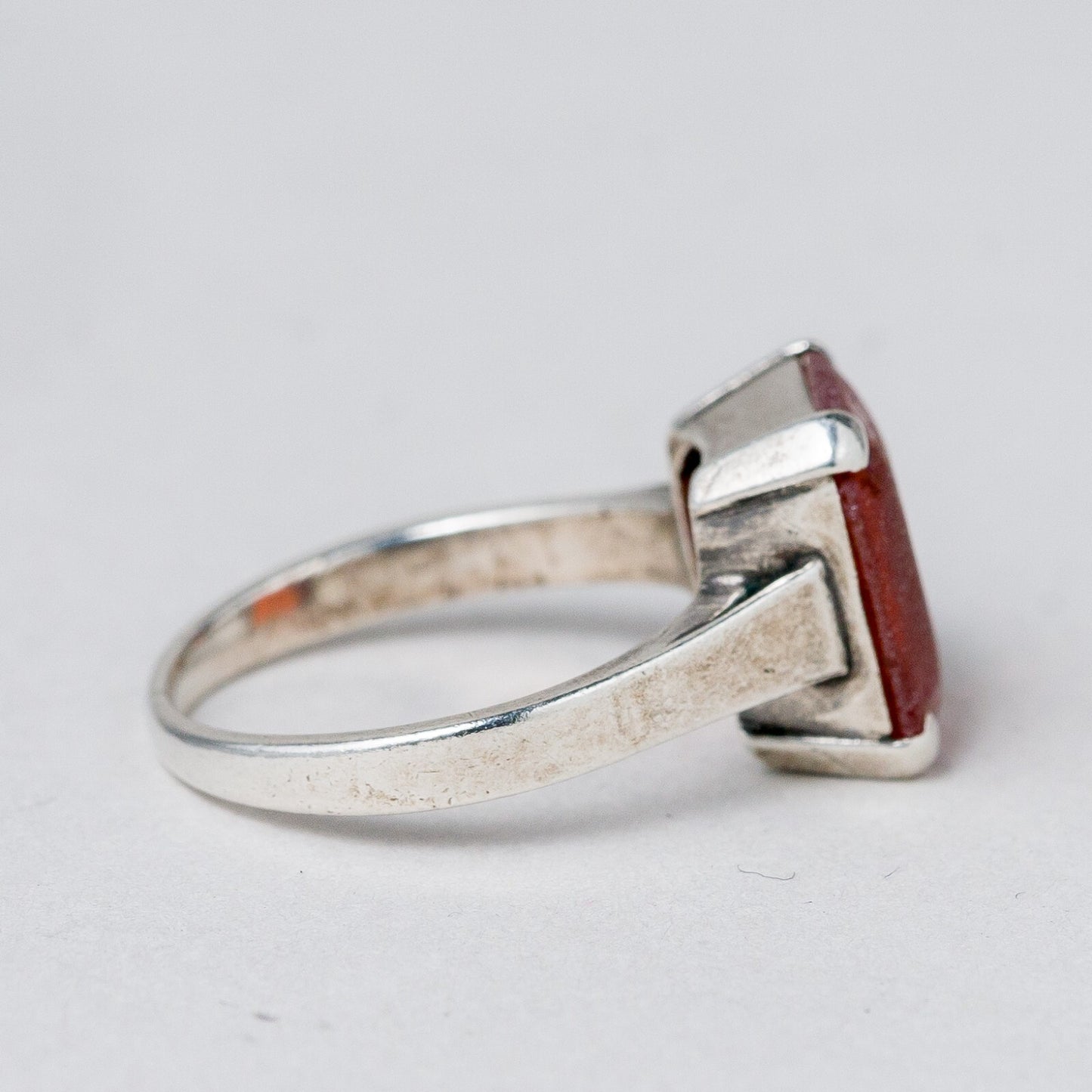 Silber Ring 830 Roter Stein Größe 51 (16,2 mm Ø) 3,44 g4