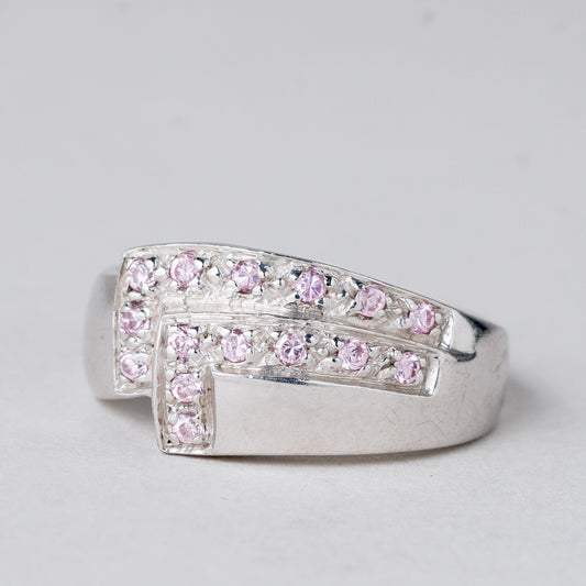 Ring Rosa Steine 4,48 g 925er Silber Größe 56 (17,8 mm Ø)0
