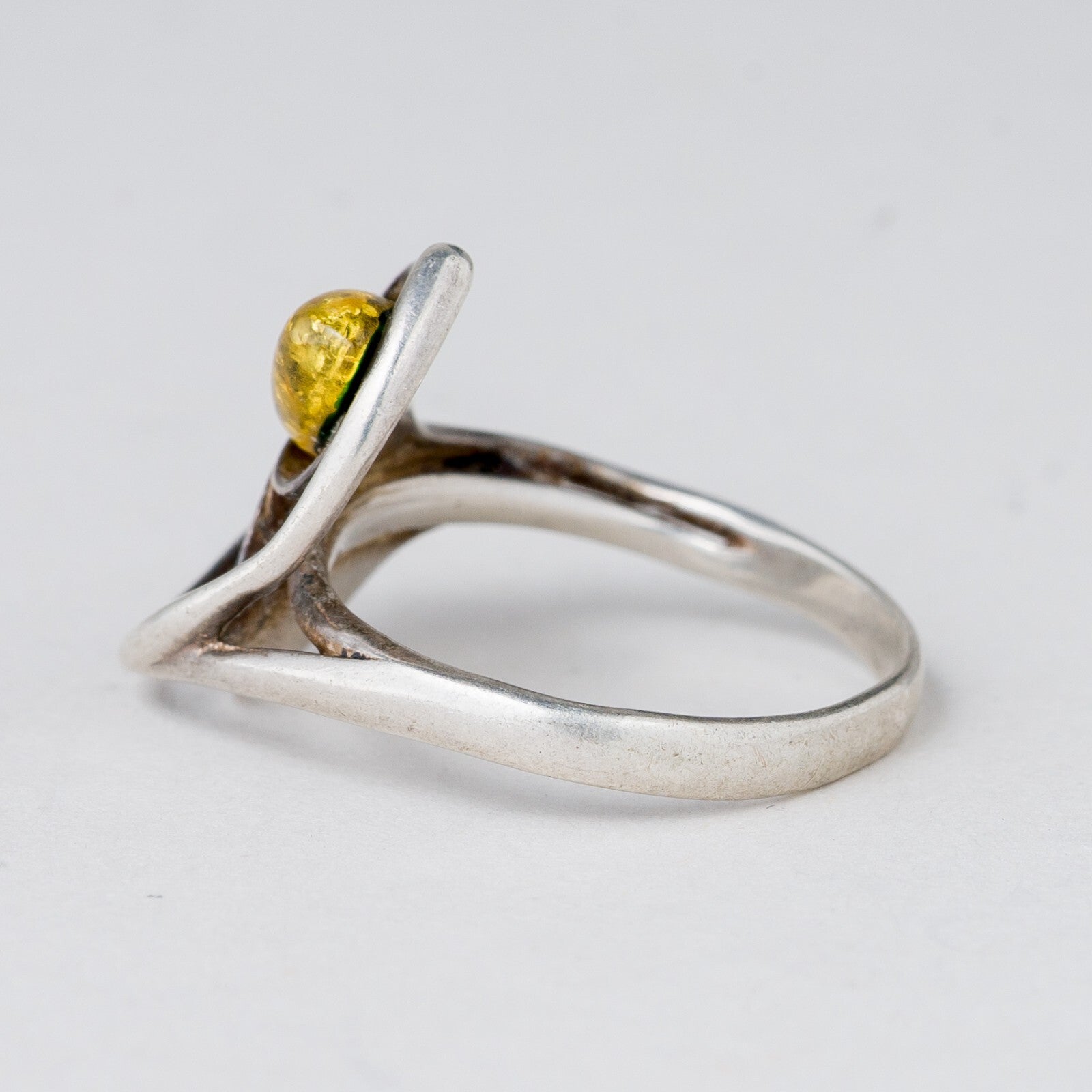 Silber Ring 925 Bernstein Größe 55 (17,5 mm Ø) 2,99 g3