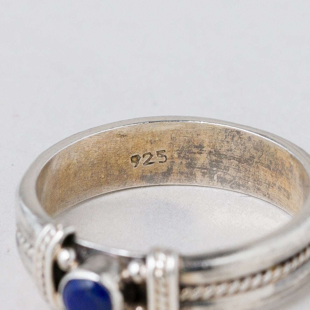 Silber Ring 925 Blauer Stein Größe 54 (17,2 mm Ø) 3,39 g6