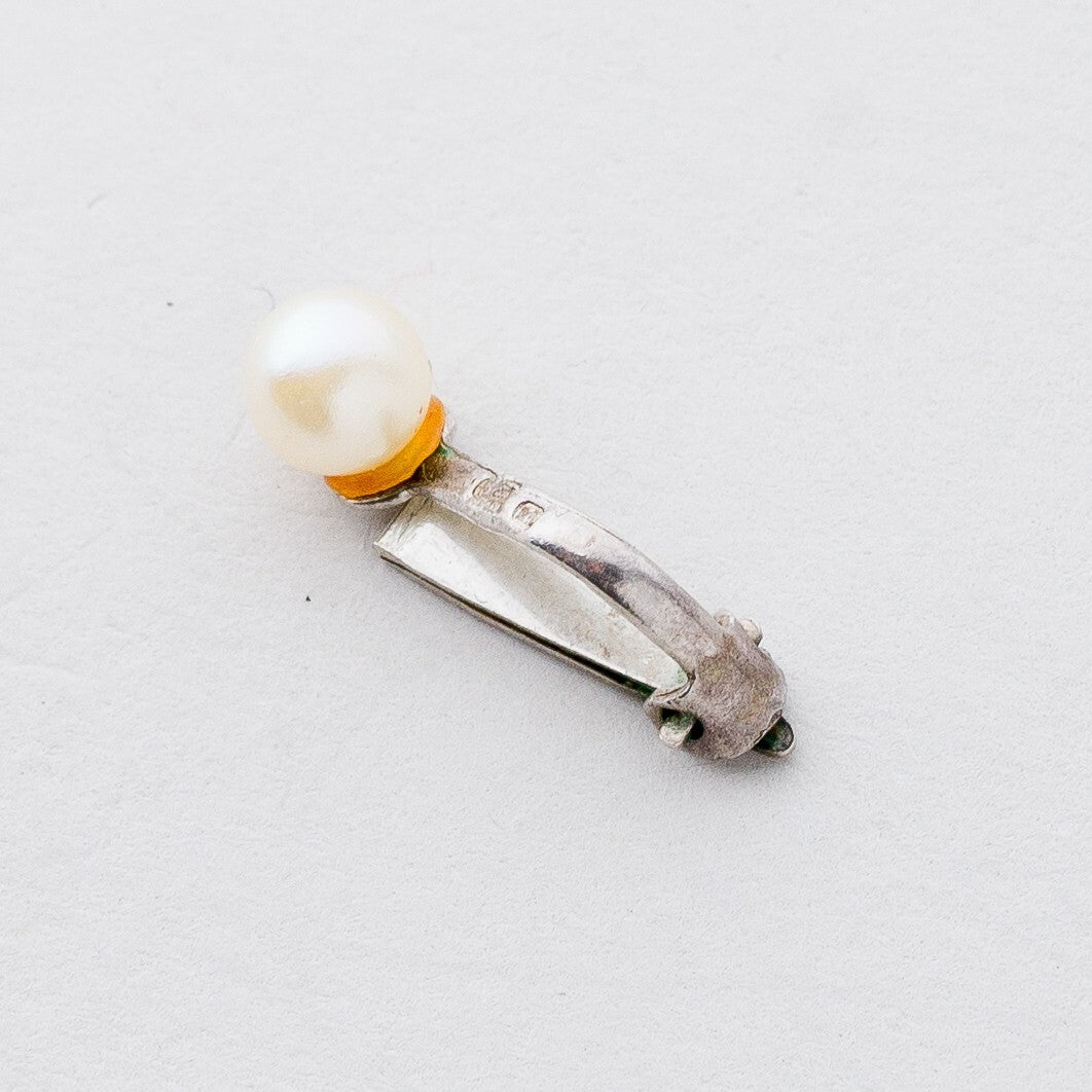 Einzelner Ohrring Clip Silber Perle 0,66 g1