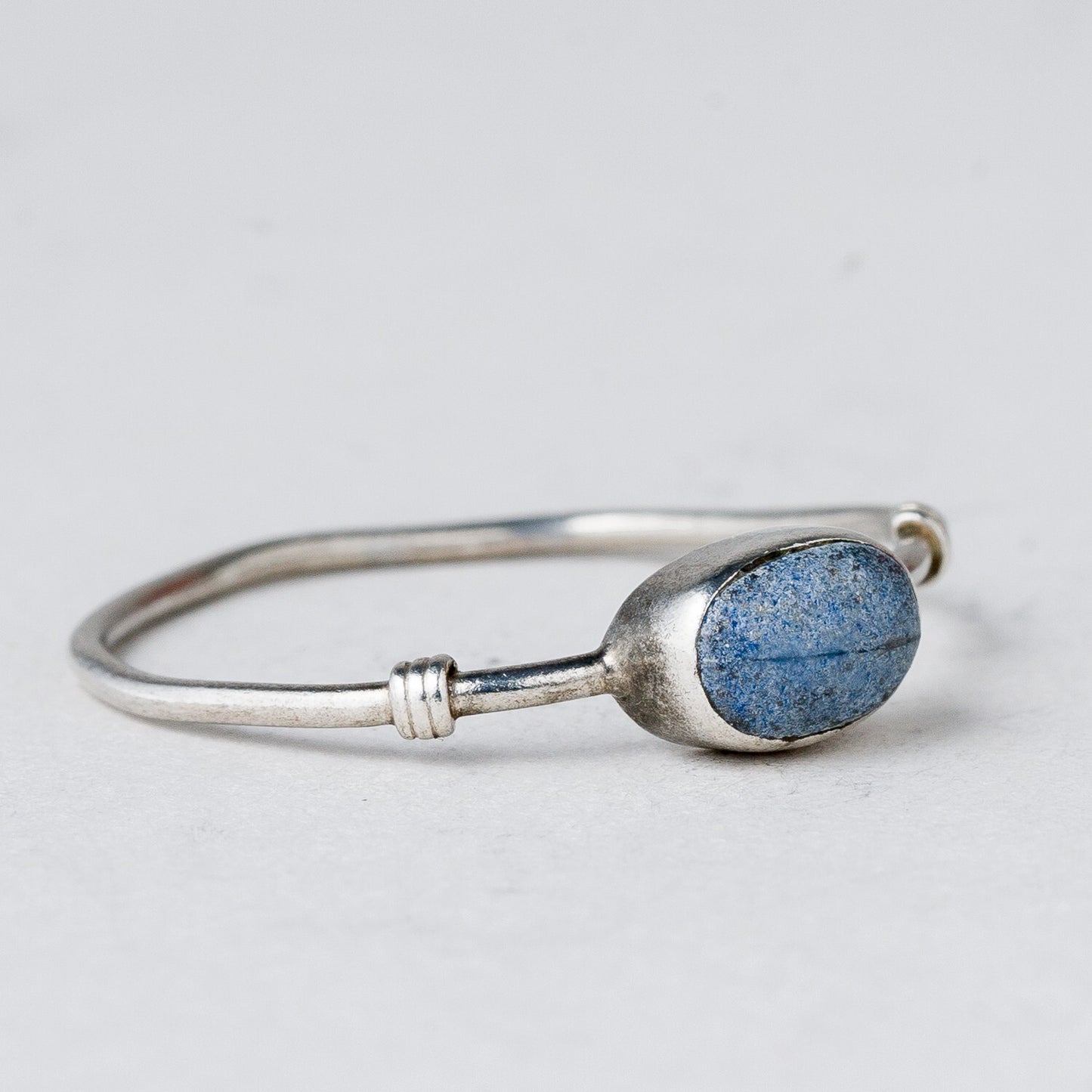 Silber Ring 925 Blauer Stein Größe 55 (17,5 mm Ø) 0,81 g1