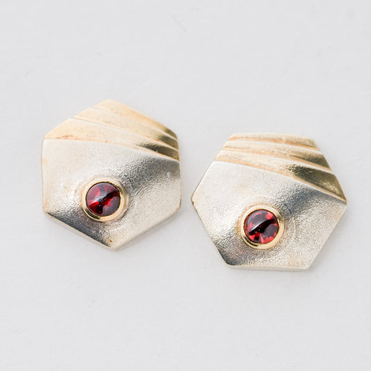 Silber Ohrringe Ohrstecker 925 Rote Steine 7,07 g0