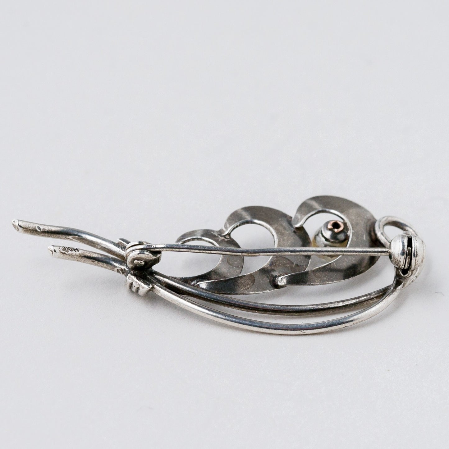 Silber Brosche 800 Perle 3,88 g3
