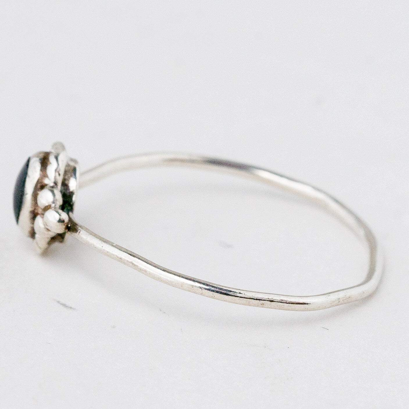 Silber Ring 57 (18,1 mm Ø) Schwarzer Stein 0,88 g5
