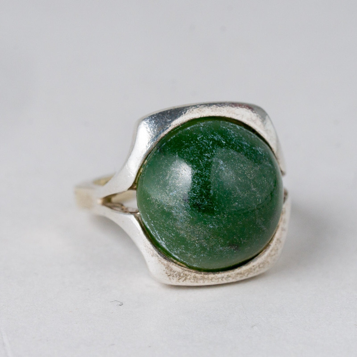 Silber Ring 925 Grüner Stein Größe flexibel 7,36 g6